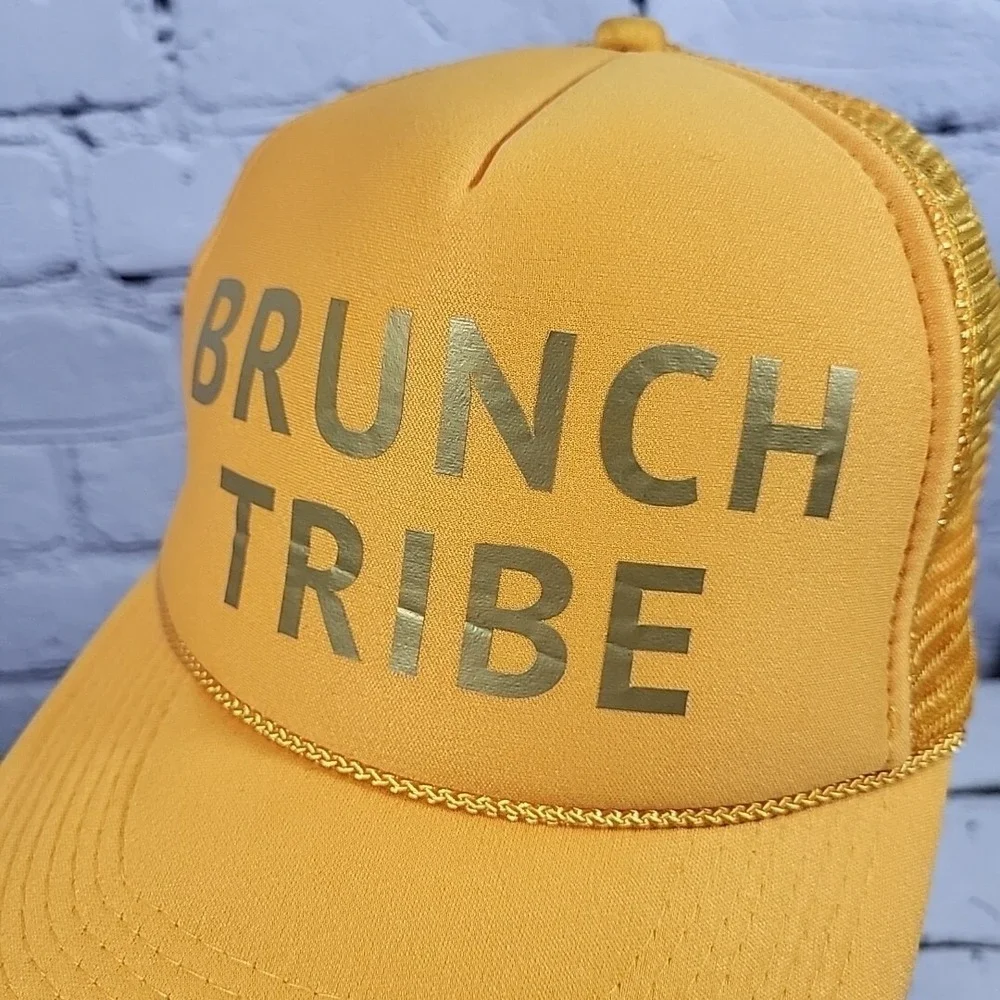 Brunch Tribe Trucker Hat Unisex Snapback Golden Yellow Rope Front‎ Meshback Cap